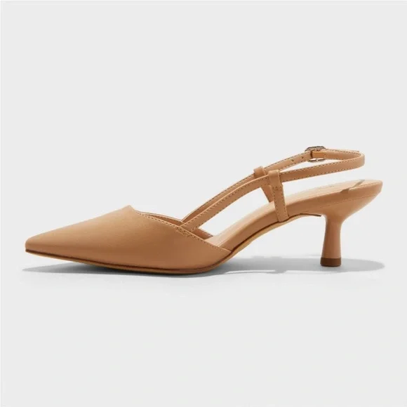 Annette Slingback Kitten Heels with Memory Foam Insole A New Day Tan new 🆕 - Picture 2 of 7